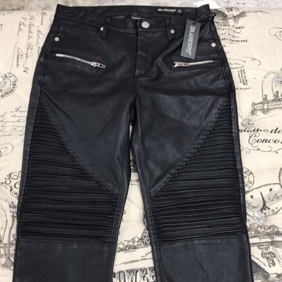 BLANK NYC Vegan Leather Moto Jeans - Picture 4 of 7